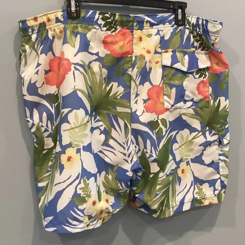 Tommy Bahama Mens Swim Trunks Size XXL Blue Floral Tropical‎ Beach Preppy Shorts